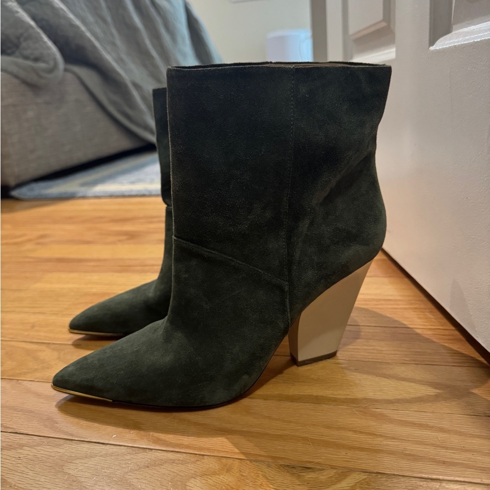 Tory Burch Lila Ankle Booties, Green Suede - Picture 2 of 2